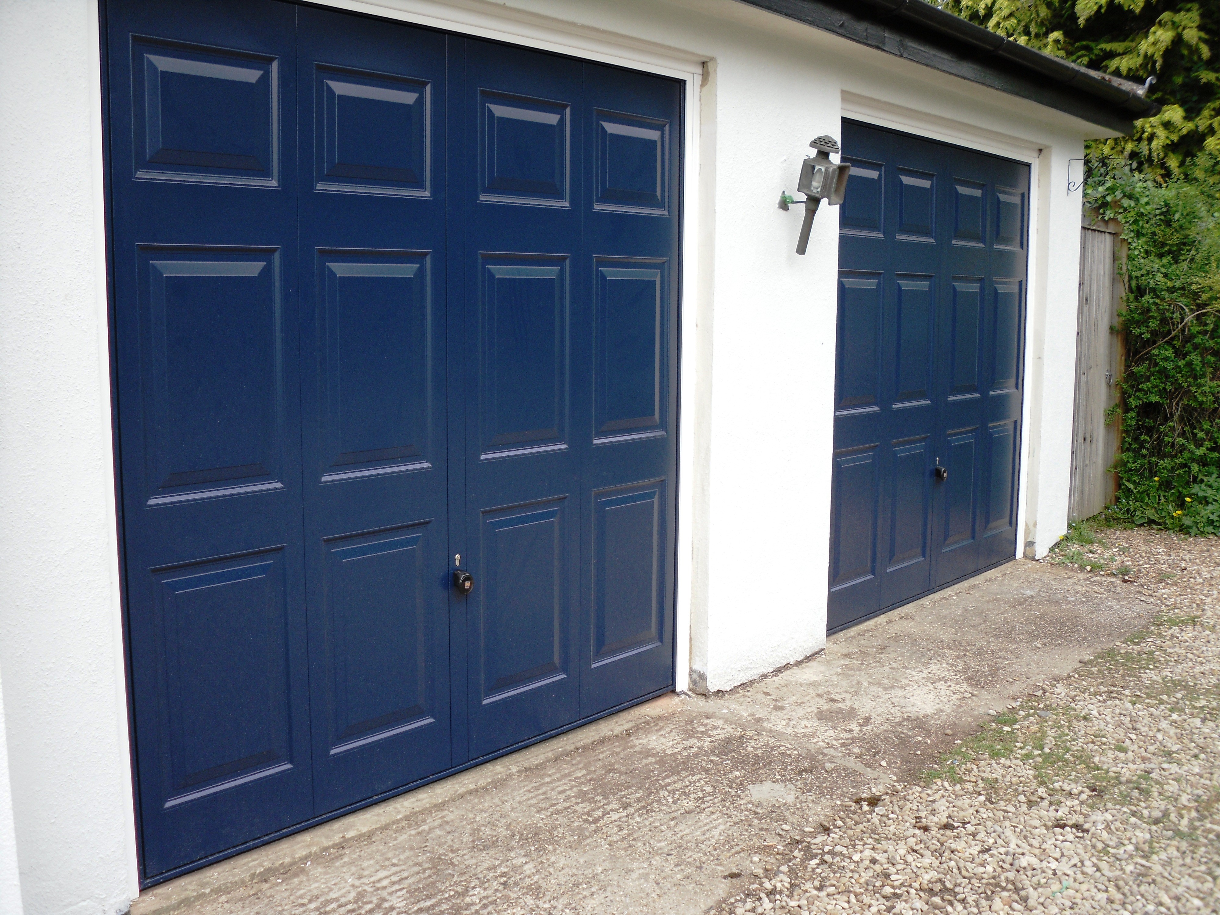 and Hormann Georgian Steel Blue Up and Over garage door garage door installation in Milton Keynes